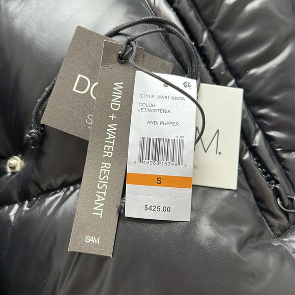 SAM. Andi Short Down Puffer Coat In Jet/wisteria - Picture 7 of 7